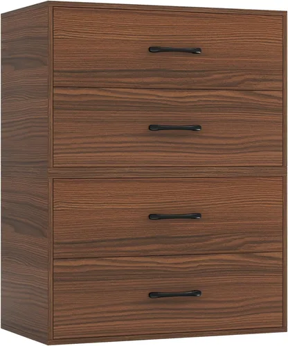Miniatura 13 de Giantex Cajones apilables para armario, cómoda corta de 2 cajones, cubo de almacenamiento multiusos con almohadillas antiarañazos, dispositivos Negro