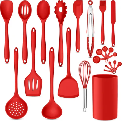 Miniatura 16 de E-far Juego de 10 utensilios de cocina de silicona, juego de utensilios de cocina resistentes al calor para utensilios de cocina antiadherentes