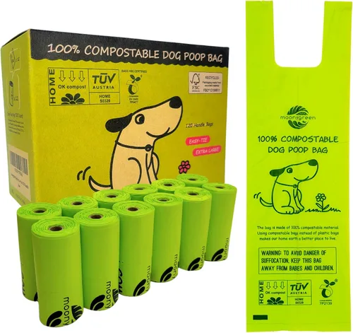 Miniatura 9 de Bolsa para excrementos de perro, bolsas compostables para excrementos de perro, ecológicas, sin perfume, a base de vegetales, extra gruesa, a prueba