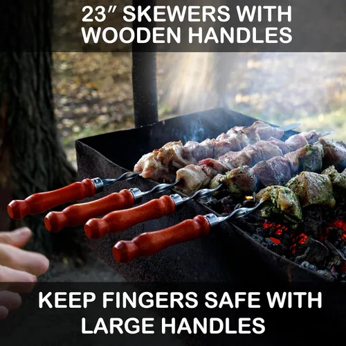 Miniatura 4 de Brochetas largas de acero inoxidable para barbacoa de 23.6 pulgadas, palitos Shish Kabob/Kebab, varillas planas de metal resistente para picanha