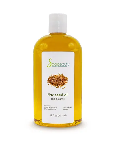 Soapeauty Aceite de semilla de lino sin refinar prensado en frío 100% puro y natural | para piel, cabello y recetas de bricolaje | Fuente de omega-3
