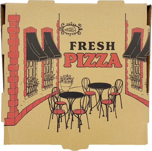 Bits N Things Caja de pizza corrugada con flauta B | 10 unidades | (Kraft con diseño, 12 x 12 x 2 pulgadas)