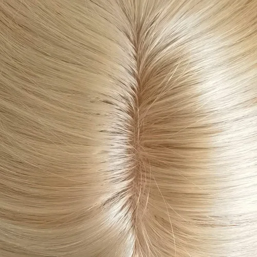 Miniatura 2 de Base de PU de piel fina inyectada con base de seda superior dividida Tamaño de partición 15cm*16cm Topper de cabello humano para mujeres