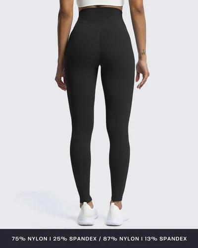 Miniatura 5 de Aoxjox Leggings de entrenamiento de cintura alta para mujer, pantalones de yoga Trinity, 26.5 pulgadas Negro