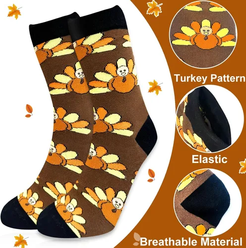 Miniatura 3 de Camlinbo 2 pares de calcetines de Acción de Gracias, calcetines de pavo, divertidos calcetines de Acción de Gracias para mujeres y hombres, disfraz