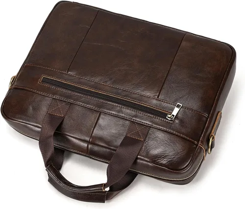 Miniatura 9 de Maletines de cuero de 15.6 pulgadas para computadora portátil, bolsas de mensajero para negocios, oficina, viajes, computadora para hombres