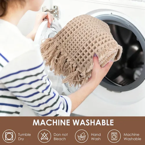 Miniatura 6 de Tapete de baño con borlas, tapete de baño con borlas, tapete de baño antideslizante para suelo de baño, tapete de baño bohemio ultra suave, tapete