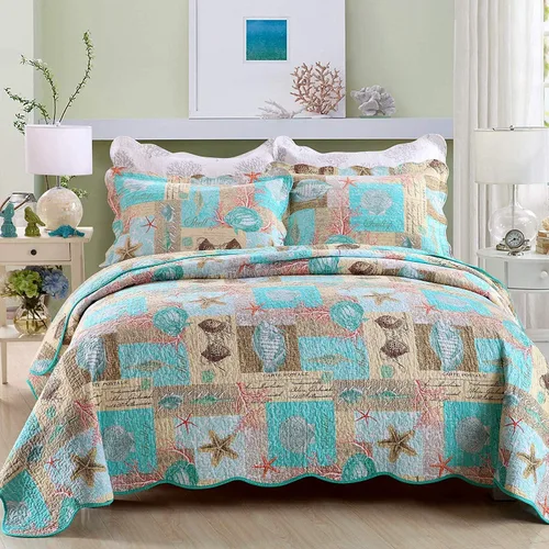 Miniatura 7 de YAYIDAY - Edredón tamaño Queen, juego de colcha con patrón de retazos - 100% algodón reversible y transpirable con estampado floral acolchado