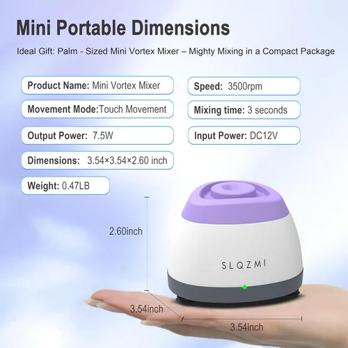 Miniatura 7 de Mezclador Mini Vórtice, Agitatedor de Esmalte de Uñas, Agitatedor de Pintura y Mezclador de Pintura para Esmalte en Gel, Pinturas Acrílicas, Púrpura