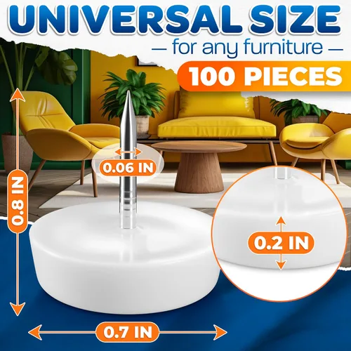 Miniatura 2 de 100 patas de plástico para muebles, deslizadores de uñas de 0.6 x 0.7 pulgadas, duraderas, fáciles de instalar, perfil bajo, deslizamiento suave
