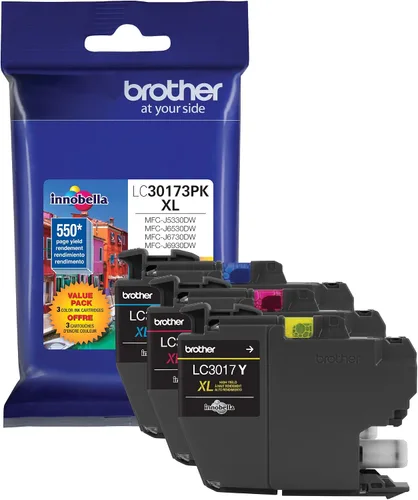 Brother LC30173PK Cartuchos de tinta para impresora de alto rendimiento XL - 1 unidad: tinta cian/magenta/amarilla (paquete de 5, 15 unidades en