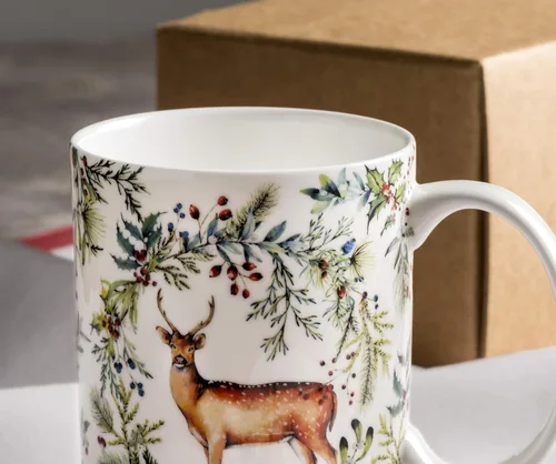 Miniatura 9 de Maison d' Hermine - Juego de tazas de café con asas de porcelana fina de hueso, paquete de una taza, tazas de té para bebidas calientes, capuchino