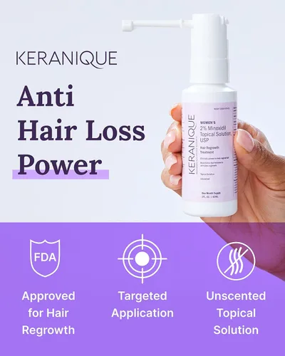 Miniatura 2 de Keranique Tratamiento para el crecimiento del cabello para mujeres, 2% de minoxidil para el crecimiento y engrosamiento del cabello, solución tópica
