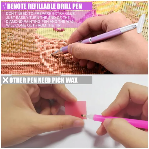 Miniatura 2 de benote Diamond Art Painting Pen Refillable Wax Pen for Diamond Art Kit Accessories Self-Stick Drill Pens with Metal Correction Plate for 5D Craft