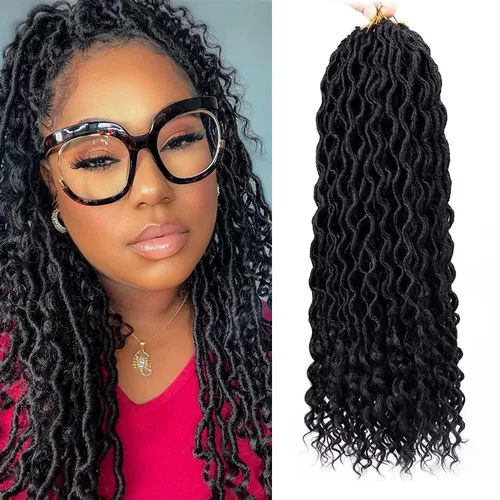 Miniatura 19 de Cabello de Ganchillo Goddess Locs - 8 Paquetes de 12 Pulgadas de Cabello Rizado Faux Locs de Ganchillo para Mujeres Negras, Cabello Rizado 1B-30#