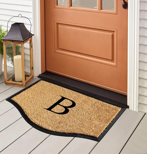 Miniatura 2 de A1HC - Tapete de goma natural y fibra de coco de 24 x 38 pulgadas, con monograma para puerta delantera, tratamiento antidesprendimientos, duradero