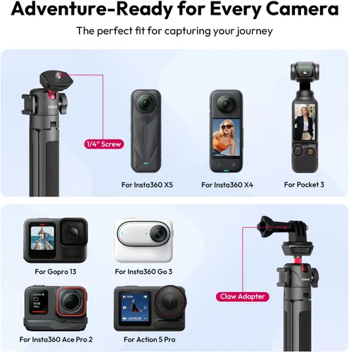 Miniatura 3 de ULANZI MT-16 Mini trípode extensible para cámara, ajuste de 4 niveles, cabeza esférica de 360°, zapata fría, ligero, portátil, palo selfie vlog