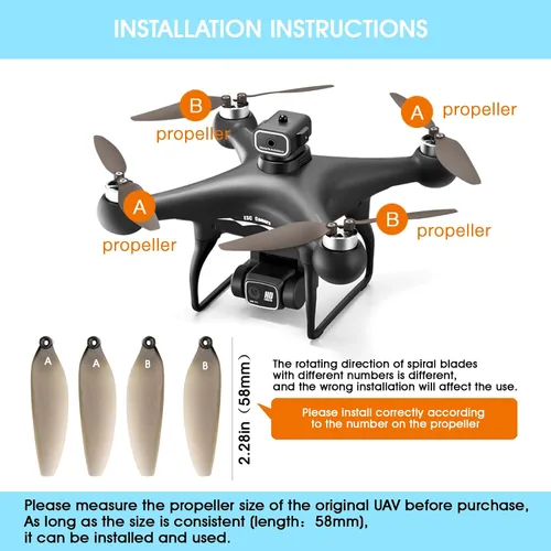 Miniatura 3 de Hélices universales de 2.283 in/2.28 pulgadas para modelos E88, E25, K911, S115, S119, A17, S132, F167, X28, X26, L106, accesorios de repuesto