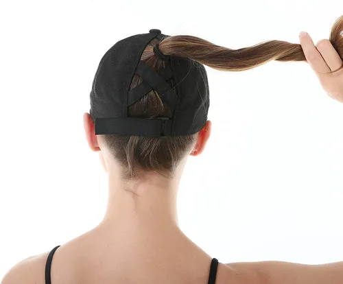Miniatura 6 de HGGE Gorra de béisbol para mujer, con diseño de cola de caballo cruzada, ajustable, de secado rápido