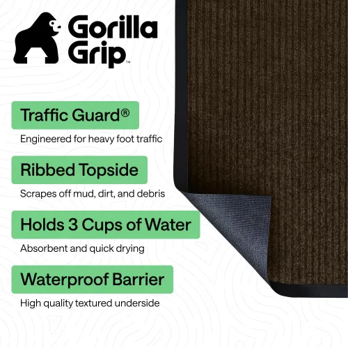 Miniatura 84 de GORILLA GRIP Tapete impermeable para puerta de protección de tráfico, 35 x 23 pulgadas, tapetes de entrada resistentes, tapetes comerciales con Negro