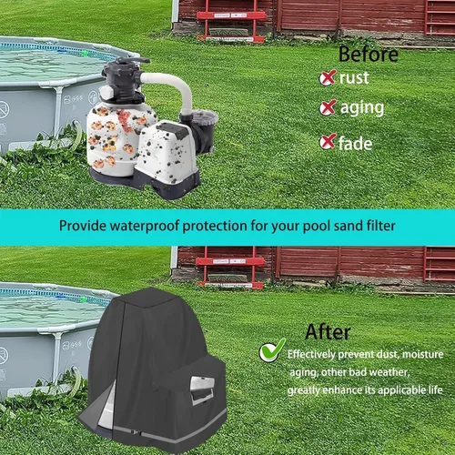 Miniatura 4 de XCZ Cubierta de Bomba de Filtro de Arena para Bombas de Filtro de Arena INTEX Crystal Clear de 12-16, Impermeable y Resistente a los Rayos UV