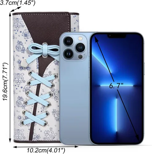 Miniatura 7 de UTO Cartera RFID para mujer, de gran capacidad, de piel sintética, tarjetero, funda para teléfono, bolsillo con cremallera, embrague