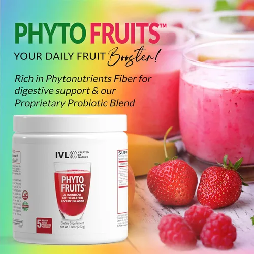 Miniatura 4 de IVL - Phyto Fruits Superfood Powder - Apoya la energía - Digestivo y probiótico - Antioxidante - Vegano - 40 frutas y nutrientes más 6 cepas