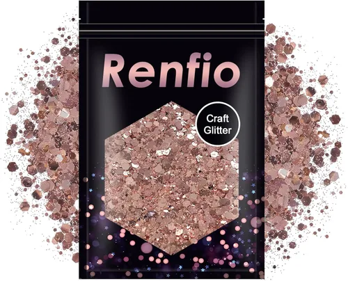 Miniatura 16 de Renfio Purpurina gruesa blanca perla, 3.5 onzas (3.53 oz) de escamas metálicas de PET mixtas de polvo fino, purpurina facial para manualidades