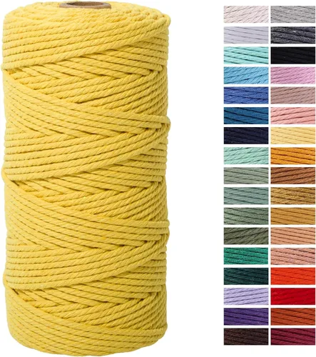 Miniatura 30 de Cuerda de Macramé Gris Claro 3mm x 109 Yardas, Cuerda de Algodón de Colores Cuerda para Manualidades Cuerda de Algodón Colorida para Colgar