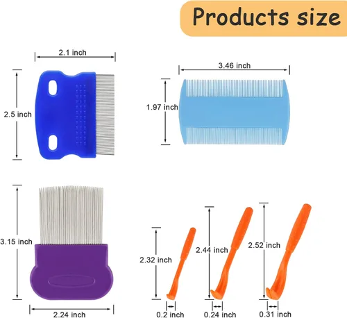 Miniatura 3 de Paquete de 10 peines para pulgas para perros, peines de acero inoxidable para perros y gatos con dientes redondeados para eliminar pulgas, piojos