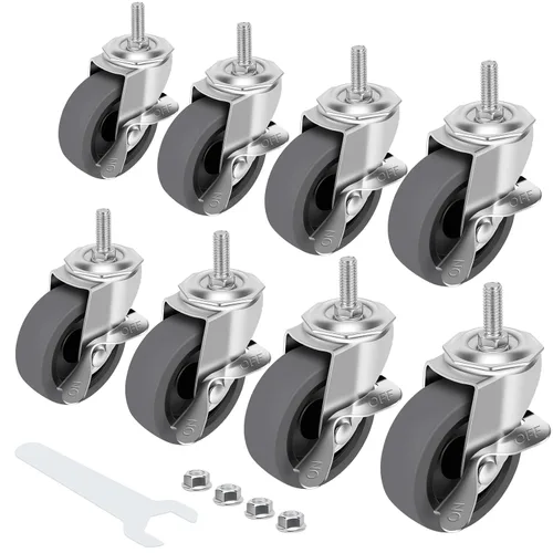 Miniatura 10 de Ruedas giratorias, juego de 4 ruedas giratorias de bloqueo de 3 pulgadas, 3/8-16 x 1 (diámetro del tornillo 3/8 pulgadas, longitud 1 pulgada)