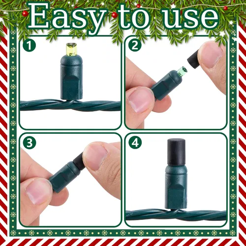 Miniatura 4 de codree 120 piezas de tapas de Navidad sin brillo para luces de cadena, cubiertas de luces de Navidad de silicona de amplio brillo, tapas suaves