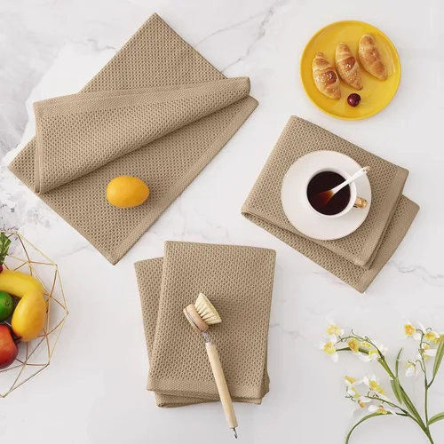 Miniatura 146 de Homaxy Trapos de cocina de 100% algodón, tejido de punto gofre, ultrasuaves, absorbentes y de secado rápido, 12 x 12 pulgadas, paquete de 6, blanco