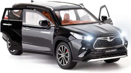 BDTCTK 1/24 Highlander Modelo de Coche, Vehículo de Juguete de Aleación de Zinc con Sonido y Luz para Niños, Regalo para Niños y Niñas (Negro)