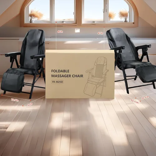 Miniatura 6 de Silla de masaje eléctrica plegable con calor, Shiatsu, amasamiento, vibración, relajación de cuerpo completo, respaldo ajustable y altura