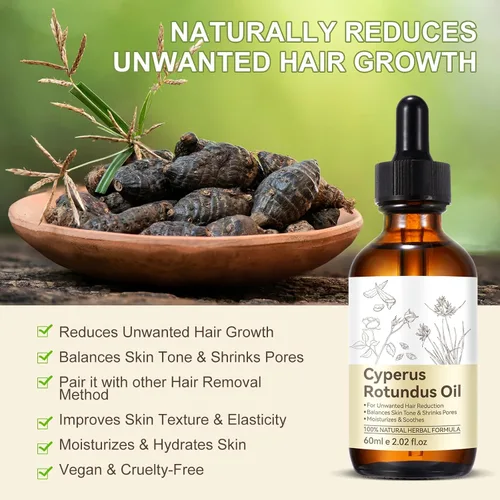 Miniatura 4 de Cyperus Rotundus - Suero inhibidor del cabello con aceite – Regreso lento, reduce la frecuencia de afeitado, calma la piel después de la depilación