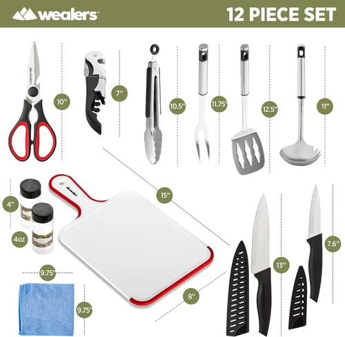 Miniatura 8 de Juego de utensilios de cocina para campamento, organizador de viaje, accesorios de parrilla, equipo compacto portátil para mochileros, barbacoa, 12