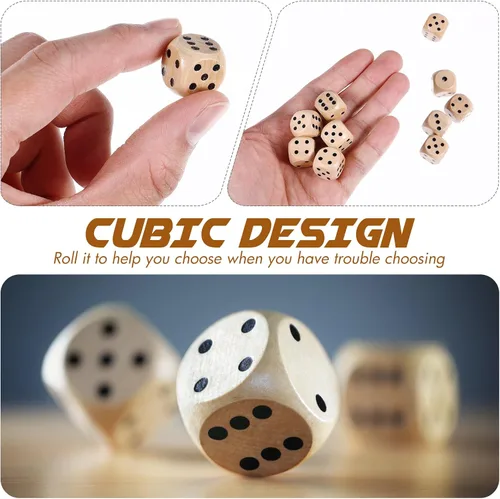 Miniatura 9 de Juego de 10 dados de madera D6 de madera de seis caras, juego estándar de matemáticas, mini dados de mesa para tablero de enseñanza en el aula