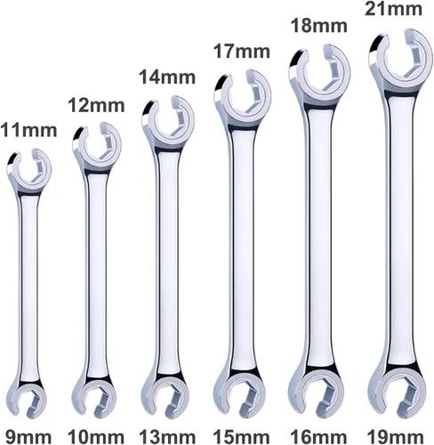 Miniatura 3 de EFFICERE Juego de 6 llaves métricas de doble extremo con estante, tamaño 9, 10, 11, 12, 13, 14, 15, 16, 17, 18, 19, 0.827 in, acero Cr-V, cabeza