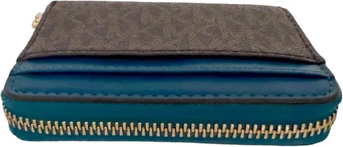 Miniatura 3 de Michael Kors Jet Set - Funda para tarjetas de viaje con cremallera alrededor color marrón MK Lagoon MarrónAzul M