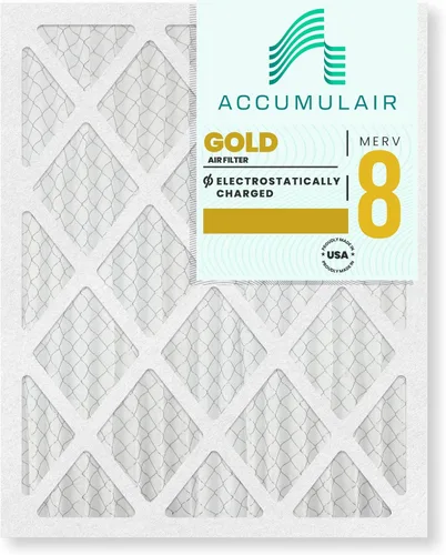 Accumulair Filtro de aire dorado de 20 x 25 x 1 - (19.75 x 24.75) MERV 8 Filtros de aire/horno (paquete de 4)