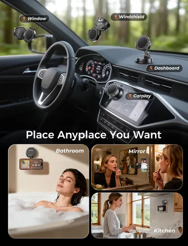 Miniatura 9 de MAGIC JOHN Soporte de coche MagSafe [20 imanes N55 y brazo de clip] Soporte magnético ajustable de 360° para teléfono de automóvil, soportes