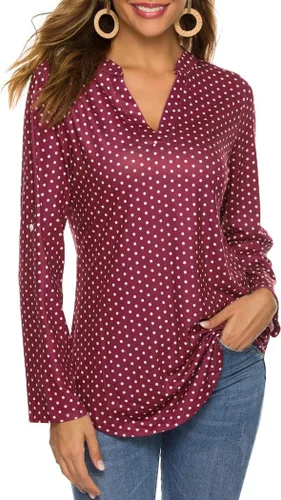 Miniatura 3 de Halife Blusa tipo túnica con cuello en V y manga 34 enrollable, estampado floral, para mujer