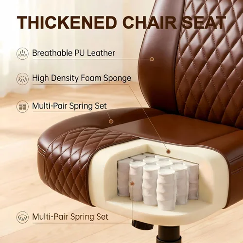 Miniatura 4 de COMHOMA Comfy Silla de oficina, silla de escritorio para el hogar con reposabrazos abatibles y respaldo ergonómico, silla ejecutiva de piel