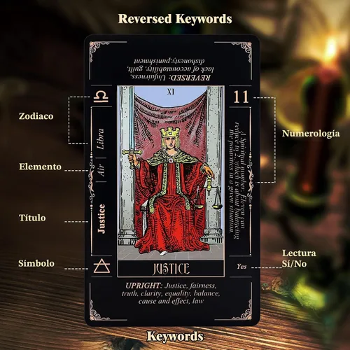 Miniatura 2 de Fofeadm - Cartas de tarot con libro guía y bolsa de lino de transporte, mazo de 78 cartas de tarot clásicas originales, juego de adivinación