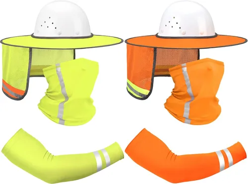 Miniatura 13 de SATINIOR 8 unidades de sombrero duro de ala completa para el sol, protección solar, protección para el cuello, polaina para el cuello, bufanda Gris