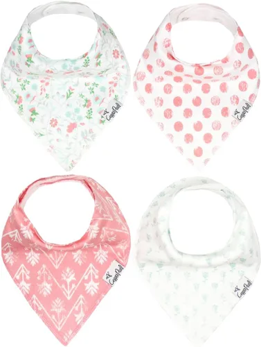 Copper Pearl Baby Bibs 4 Pack, Printed Bandana Drool Bibs for Baby Girl & Boy, Soft Cotton Drooling Teething Bibs Claire