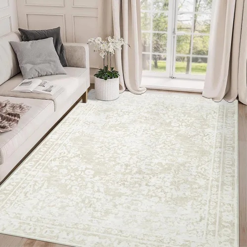 Miniatura 14 de Aoyaomi Alfombra de Área Vintage para Sala de Estar - 5x7 Grande Lavable a Máquina Boho Marroquí Desgastada Alfombras Estilo Granja para Dormitorio