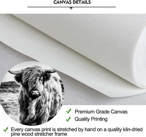 Miniatura 6 de Juego de 3 impresiones artísticas en lienzo en blanco y negro para pared, diseño de granero, bandera estadounidense, vacas y molinos de viento