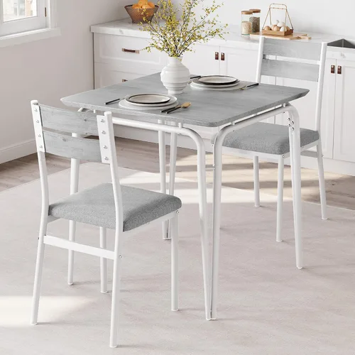 Miniatura 11 de GarveeHome Mesa de comedor para 4, juego de mesa pequeña y sillas de 4, juego de dinette cuadrado para 4, juego de 5 piezas para cocina y comedor